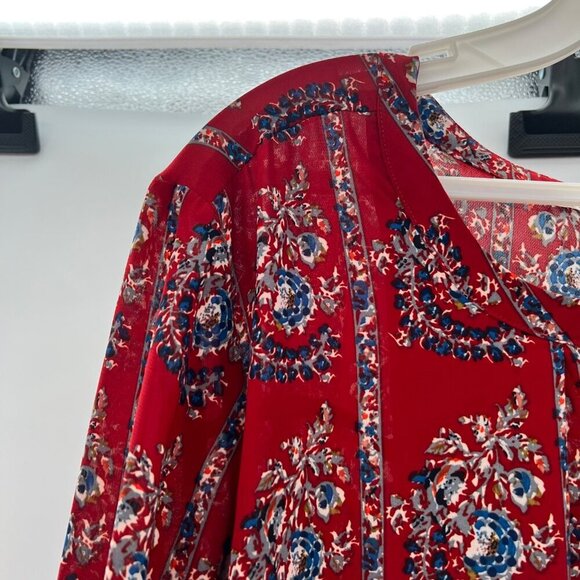 JODIFL Women's Floral Shift Dress Long Sleeve Red/Multi Size Large - Picture 5 of 9